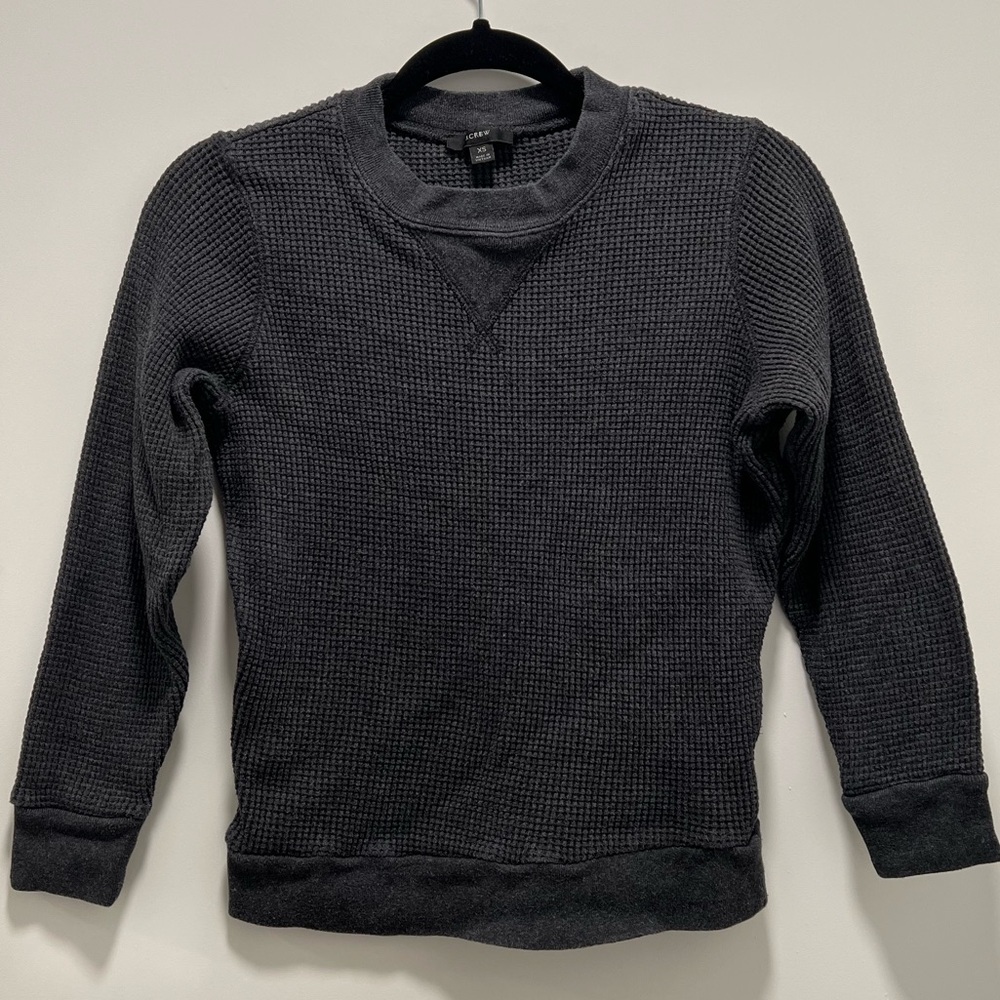 J. Crew Women's Charcoal Waffle Knit Pullover